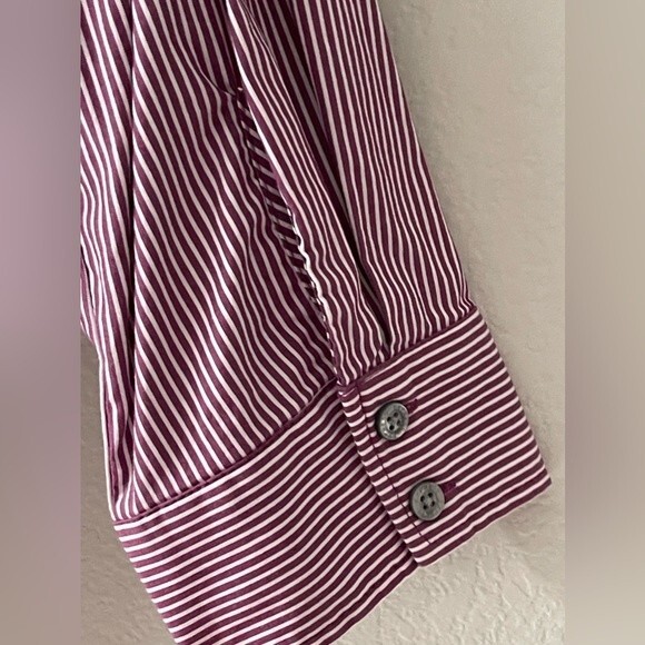 Express Design Studios Maroon 3/4 Sleeve Button Down Dress Shirt Size M Fitted - Picture 8 of 8